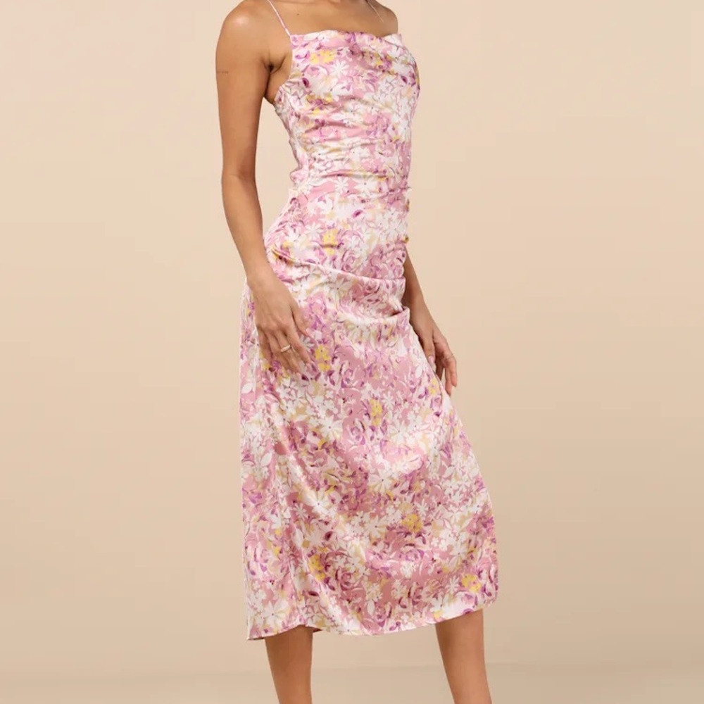 Lulu's Pink and Yellow Midi Dress